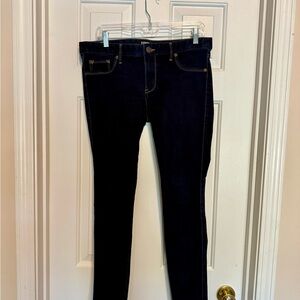 Express stretch low rise jean leggings size 10 dark blue